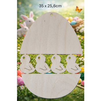 Jajko ozdobne 4 kurczaki 35cm, jajko 35cm, sklejka 3mm